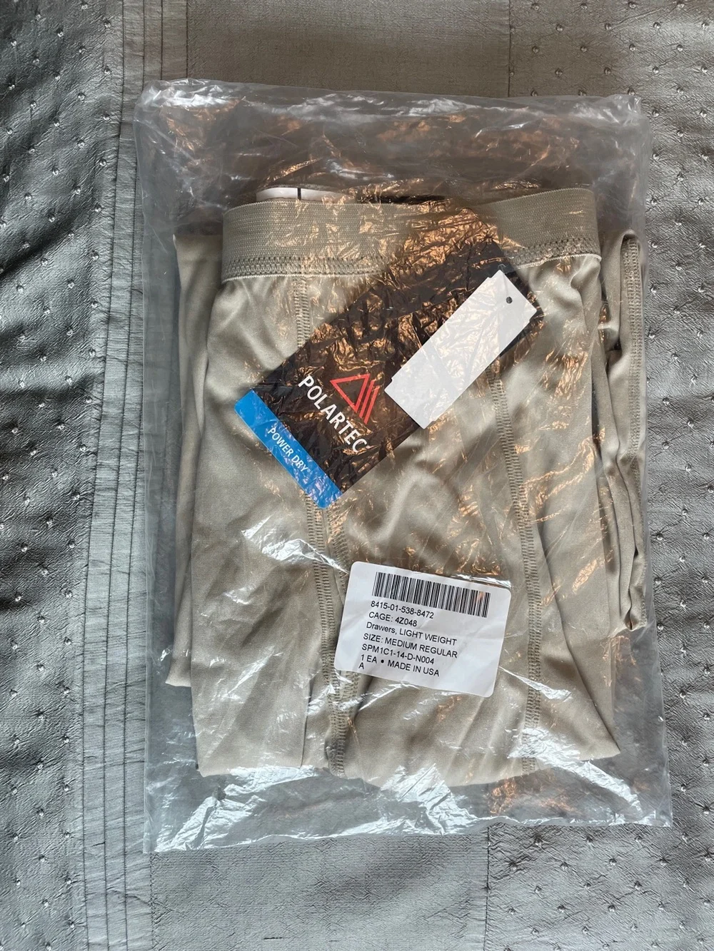 NWT Polartec Unisex Thermal Base Layer Drawers - Sand/Cream size M